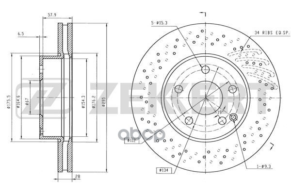 Диск торм. перед. MB C-Class (204) 07- Zekkert арт. bs-5625