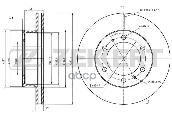 Диск торм. перед. Toyota Hilux (N_) 05-  Fortuner (N50  N60) 04- Zekkert арт. bs-5648