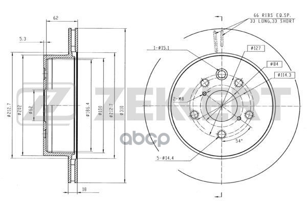 Диск торм. задн. Lexus GS300/350/430/450H (S191) 05-  IS200D/220D/250 (E20  E30) 06- Zekkert арт. bs-5649