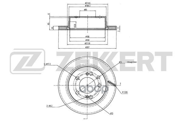 Диск торм. задн. SsangYong Kyron 05-  Rexton I  II 04-  Rodius I  II 05- (внешний D=307мм) Zekkert арт. bs-5652