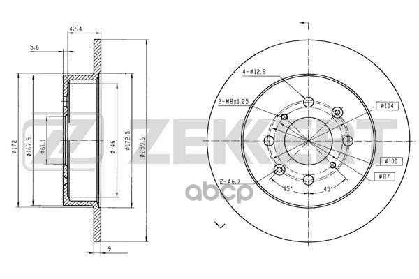 Диск Торм. Задн. Honda Civic Vii 00- Zekkert арт. bs-5690