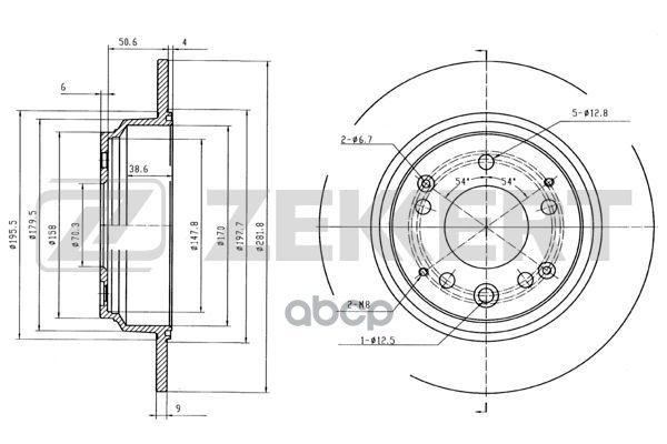 Диск торм. задн. Honda Legend II-IV 91-  Shuttle 95- Zekkert арт. bs-5709