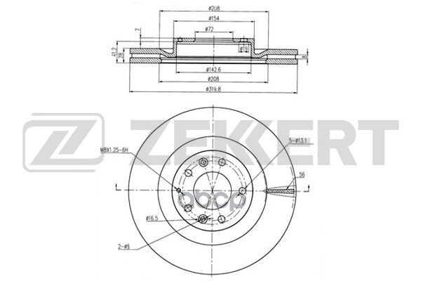 Диск торм. перед. Mazda CX-7 07-  CX-9 06- Zekkert арт. bs-5746
