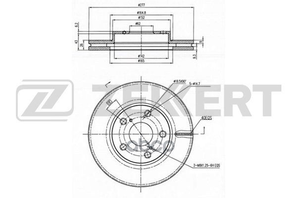Диск торм. перед. Toyota Auris (E180) 12-  Corolla (E150  E180) 10- Zekkert арт. bs-5750