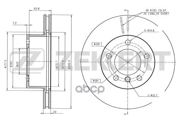 Диск торм. перед. BMW 1 (E81  E87) 04- Zekkert арт. bs-5769