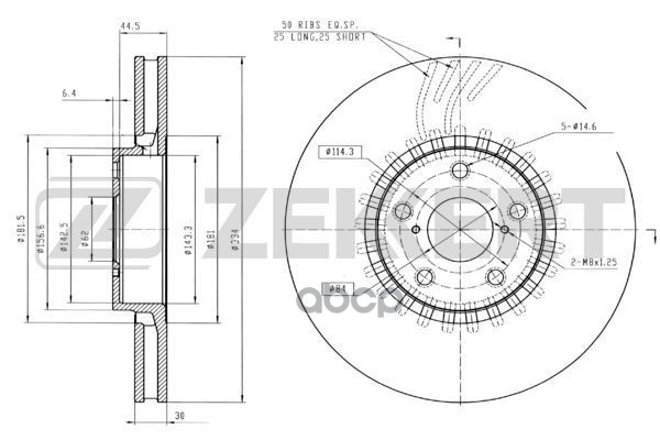 Диск торм. перед. прав. Lexus GS III  IV 05- Zekkert арт. bs-5791