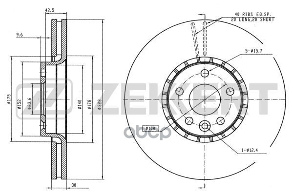 Диск торм. перед. Volvo XC60 (DZ) 08- Zekkert арт. bs-5832