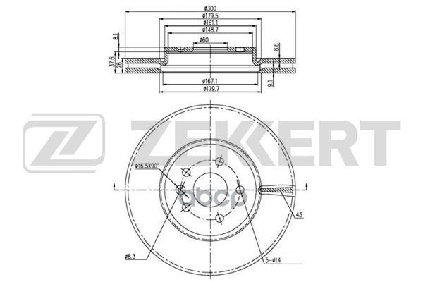 Диск торм. перед. Chevrolet Tracker 12-  Opel Mokka 12- Zekkert арт. bs-5836