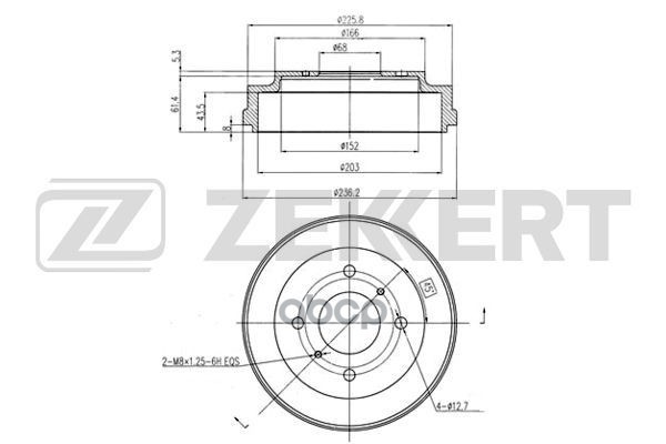 Барабан торм. задн. Nissan Almera (N16E) 00-  Primera (P11) 99- Zekkert арт. bs-5849