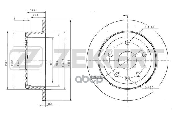 Диск торм. задн. Daewoo Kondor (KLAV) 97- Zekkert арт. bs-5865