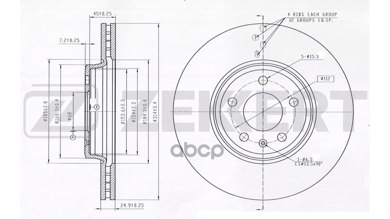 Диск тормозной задний BMW X3 (F25) 10-  X4 (F26) 14- (с покрытием  перфорацией и слотами) Zekkert арт. bs-5884b