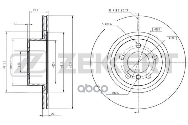 Диск торм. задн. BMW X3 (F25) 10-  X4 (F26) 14- Zekkert арт. bs-5884