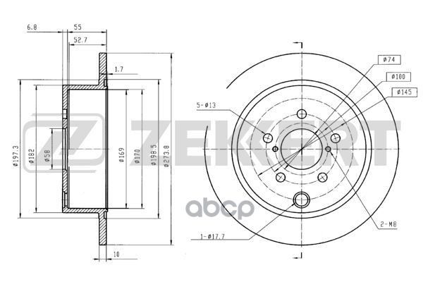 Диск торм. задн. Subaru Forester (SJ) 13-  Impreza (GP) 12- (замена для BS-5899) Zekkert арт. bs-5887