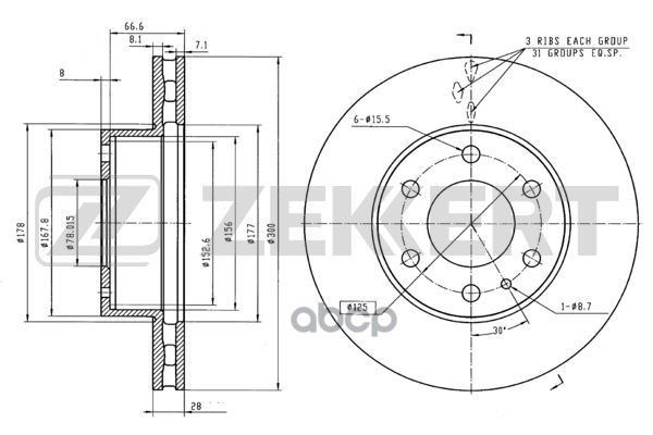 Диск Торм. Перед. Iveco Daily Iii-V 99- Zekkert арт. bs-5943