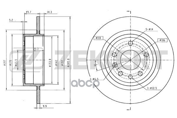 Диск торм. задн. Saab 9-5 (YS3E) 99- Zekkert арт. bs-5946