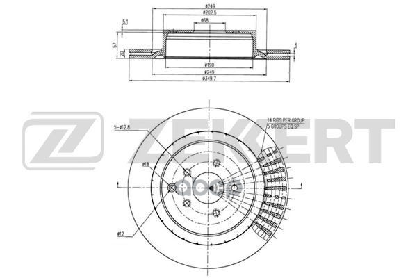 Диск торм. задн. Infiniti FX (S51) 08-  M (Y51) 10-  Q50 (V37) 13- Zekkert арт. bs-5993