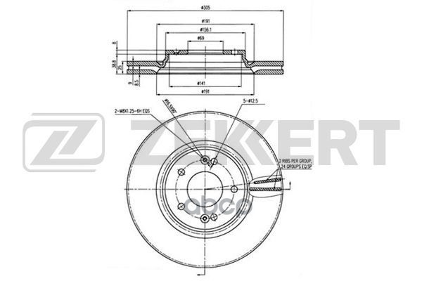 Диск торм. перед. Kia Sportage IV 15-  Ceed III 18-  Cerato IV 18-  Hyundai Tucson III 15-  Sonata V Zekkert арт. bs-6021