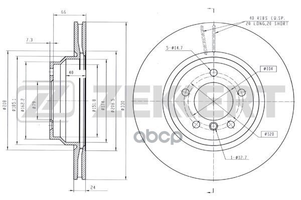 Диск тормозной перед. BMW 1 (E81-E88) 05-  3 (E90-E93) 04-  X1 (E84) 09- Zekkert арт. bs-6027