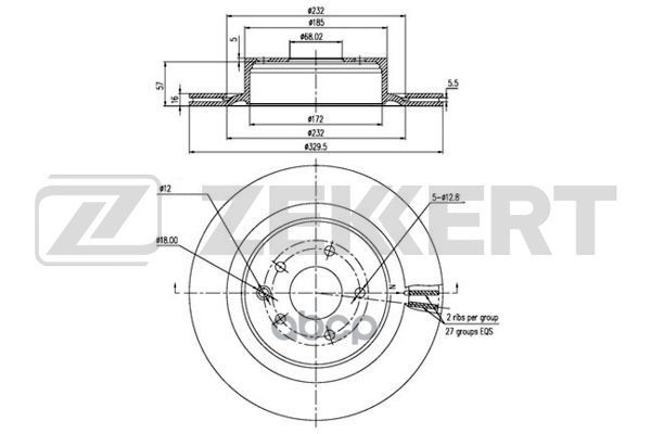 Диск торм. задн. Infiniti EX (J50) 08- Zekkert арт. bs-6066