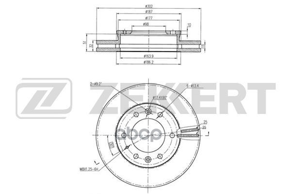 Диск Торм. Перед. Ford Ranger Iii 11- Zekkert арт. bs-6081
