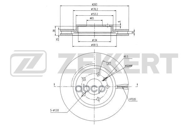 Диск торм. перед. Chery A3 (M11) 08- Zekkert арт. bs-6133