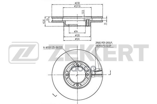 Диск торм. перед. Toyota LITE/TOWNACE (CM7# 8# KM7# 8#) 99- Zekkert арт. bs-6137