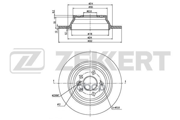 Диск торм. задн. Volvo S80 II 06-  V70 III 13- (для автомобилей с механическим стояночным тормозом) Zekkert арт. bs-6143