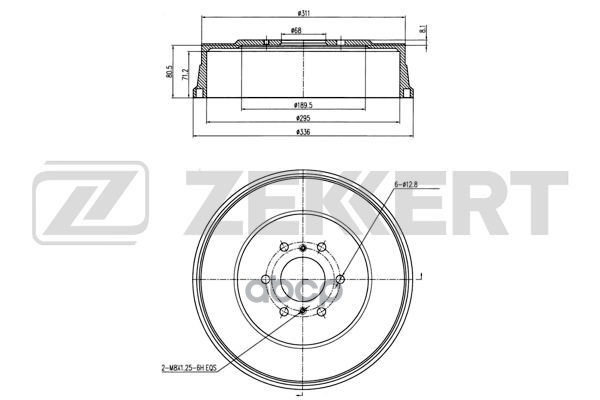 Барабан торм. задн. Nissan NP300 Navara (D23) 15- Zekkert арт. bs-6195