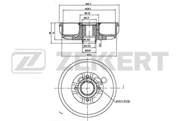 Барабан торм. задн. с кольцом ABS  с подшипн. Lada Largus 12-  Renault Logan I-II 07-  Sandero II 13 Zekkert арт. bs-6265