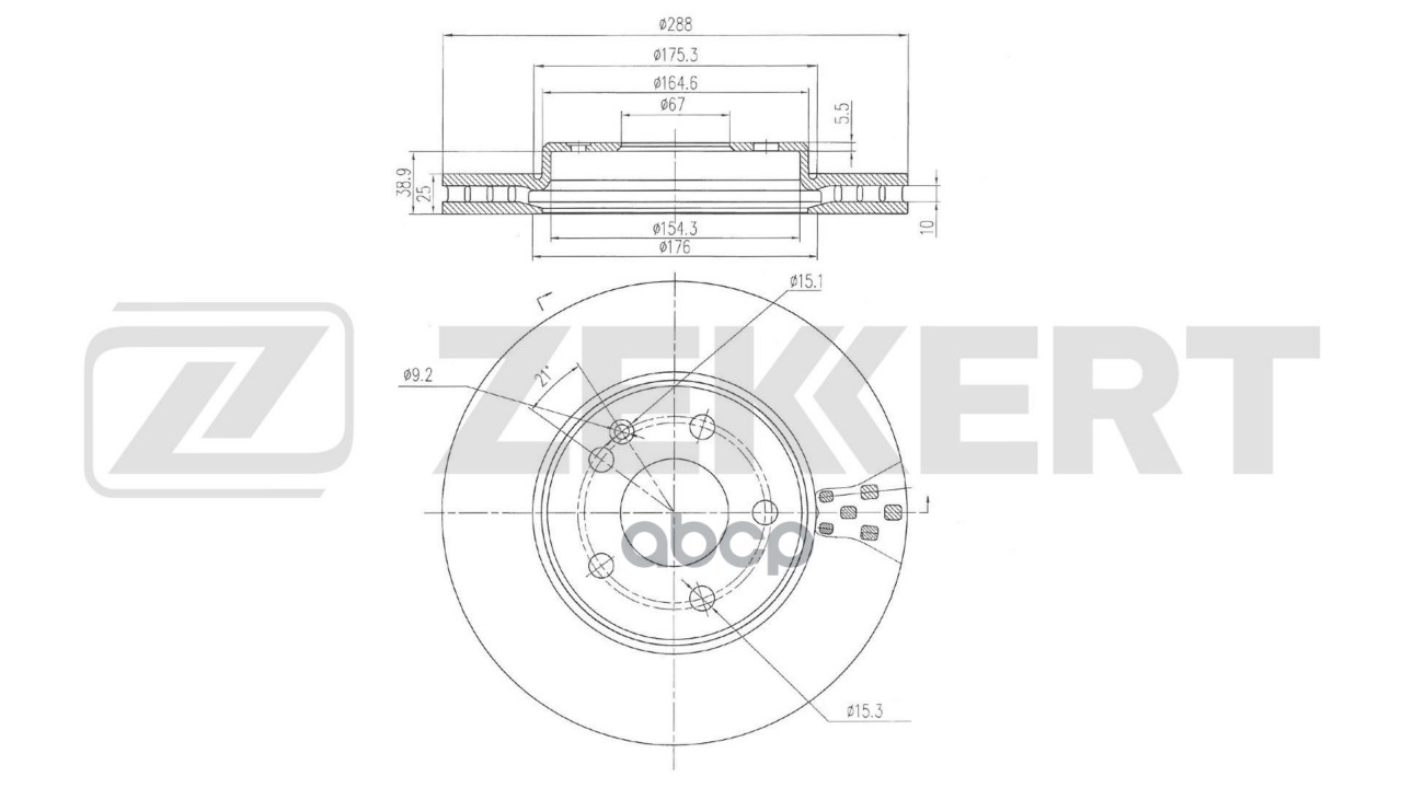 Диск тормозной передний MB A-Class (W169) 04-  B-Class (W245) 05- Zekkert арт. bs-6280