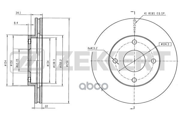 Диск тормозной перед. Chery Bonus 06-  Very 06- Zekkert арт. bs-6308