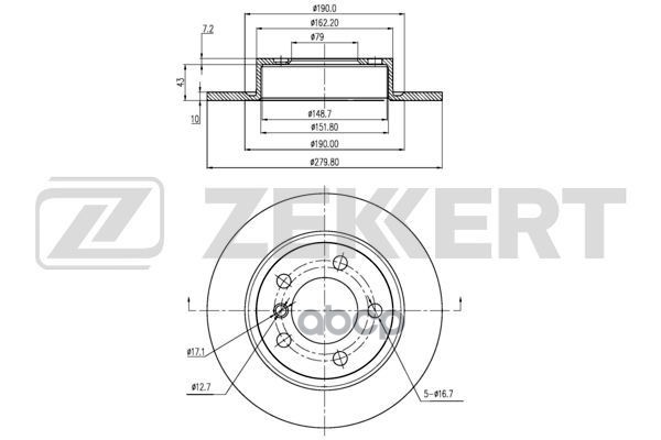 Диск торм. задн. Mini Countryman (R60  R61) 10- Zekkert арт. bs-6339