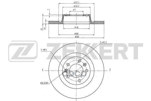 Диск торм. задн. Citroen Jumpy II 07-  Fiat Scudo (270  272) 07-  Peugeot Expert II 07- Zekkert арт. bs-6346