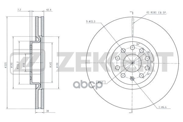 Диск торм. перед. VW Teramont 17- Zekkert арт. bs-6423
