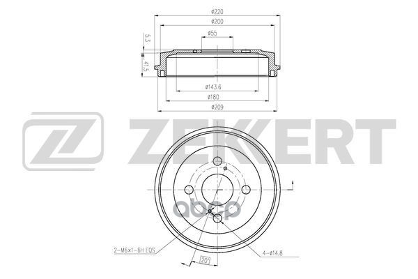 Барабан тормозной задний Subaru Justy 07-  Daihatsu Materia 06-  Cuore VII 07-  Sirion II 05- Zekkert арт. bs-6465