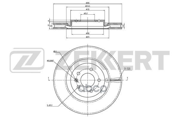 Диск торм. перед. Opel Insignia B 17- Zekkert арт. bs-6473