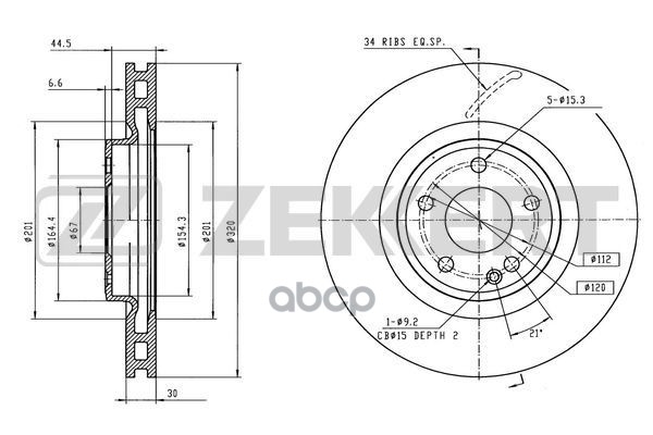 Диск тормозной перед. MB A-Class (176) 12-  B-Class (242  246) 12-  CLA (117) 13-  GLA-Class (156) 1 Zekkert арт. bs-6554