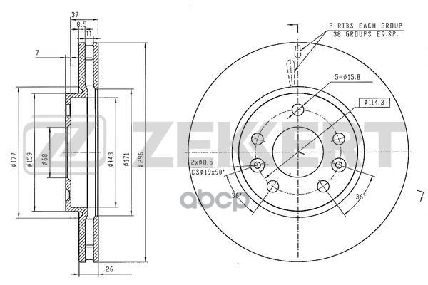 Диск тормозной перед. Renault Captur II 20-  Megane IV 15-  Talisman 15- Zekkert арт. bs-6570
