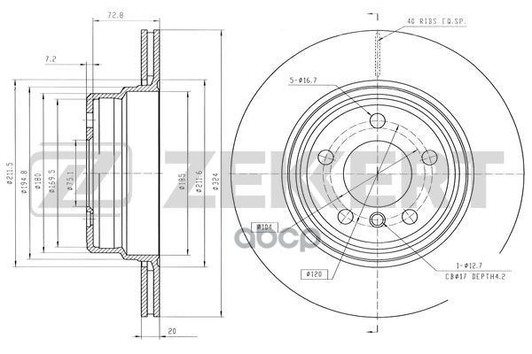 Диск тормозной задн. BMW X5 (E53) 01- Zekkert арт. bs-6591