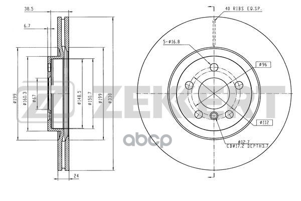 Диск тормозной перед. BMW 1 (F40) 19-  2 (F45  F46) 13-  X1 (F48) 14-  X2 (F39) 17- Zekkert арт. bs-6605