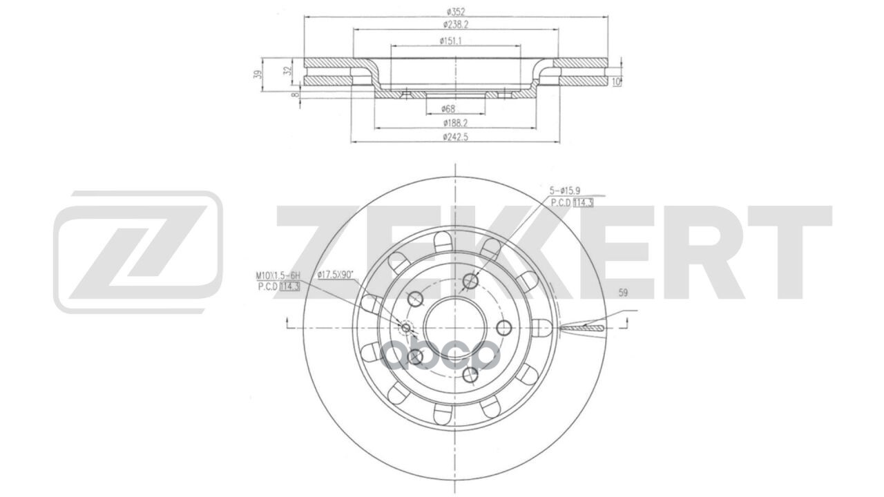 Диск Торм. Перед. Ford Explorer V 14- (С Доп. Вентиляцией) Zekkert арт. bs-6636
