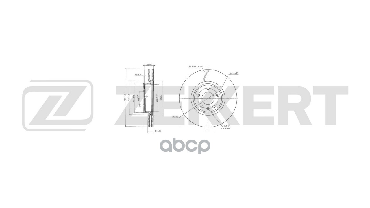 Диск тормозной передний Audi A6 V 18-  A4 V 15-  Q5 II 16-  A5 II 16- Zekkert арт. bs-6838