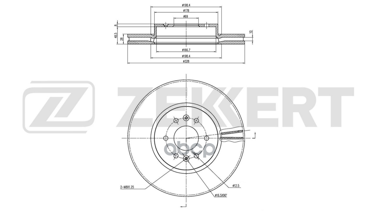 Диск тормозной передний Kia Mohave 08-  Borrego 07- Zekkert арт. bs-6861