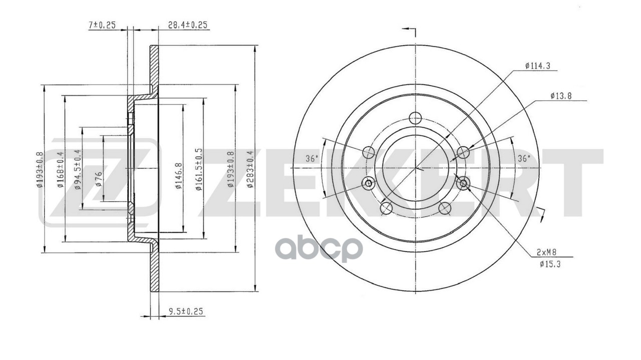 Диск тормозной задний Changan CS55 Plus 19- Zekkert арт. bs-6865