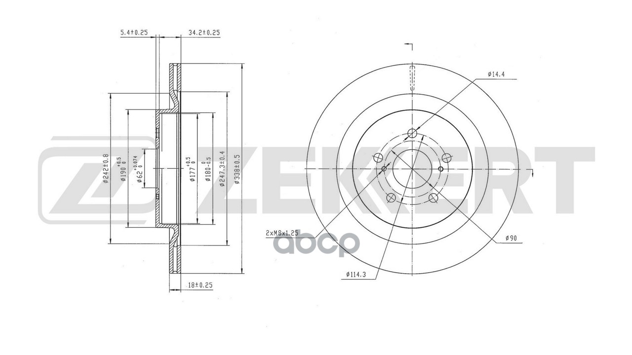 Диск тормозной задний Toyota Highlander (U70) 19- Zekkert арт. bs-7004