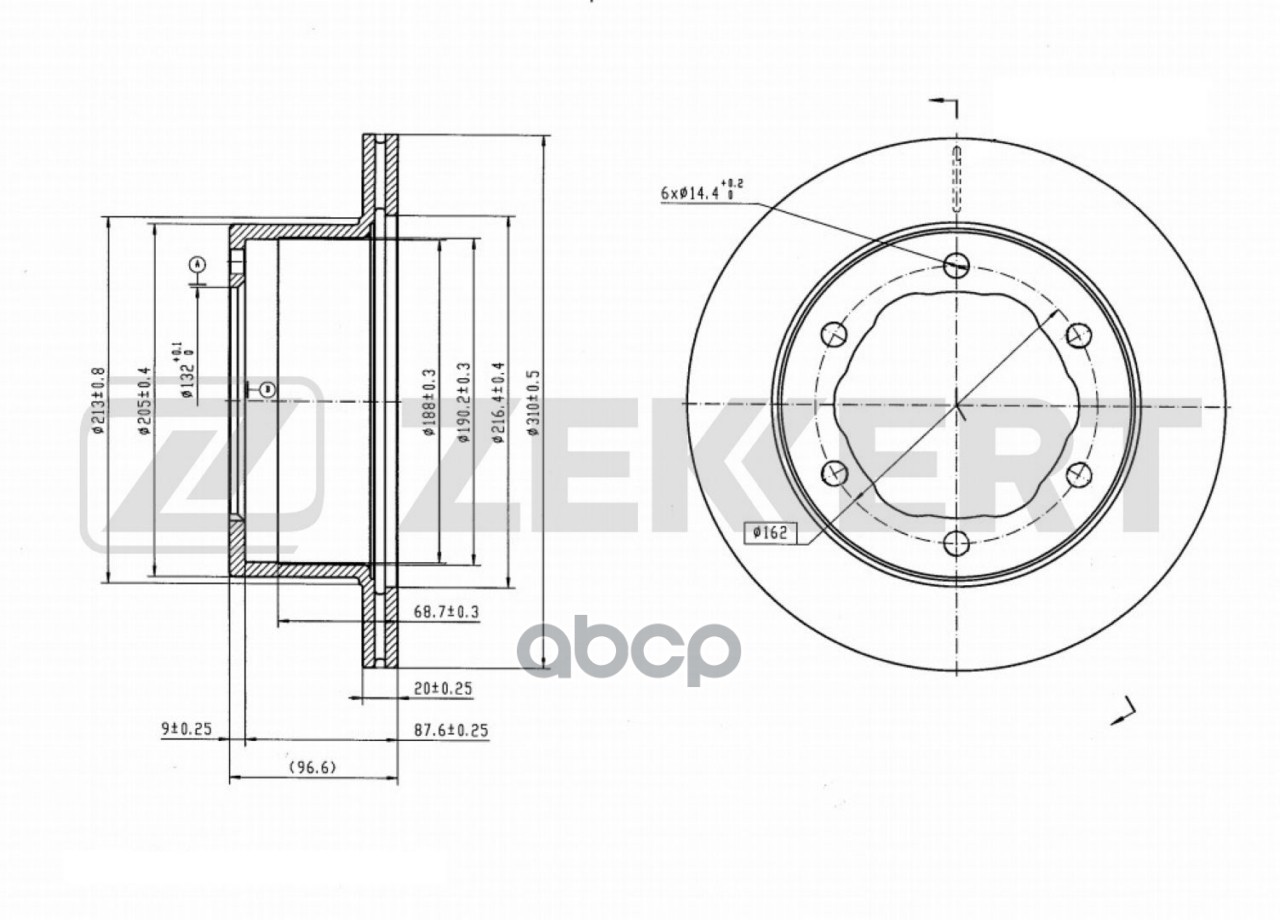 Диск тормозной задний Sollers Atlant 22- JAC Sunray 22- Zekkert арт. bs-7055