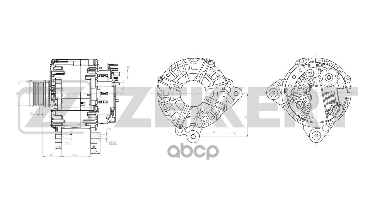 Генератор VW Passat B6 05-  Transporter T5 09-  Multivan T5 09-  Skoda Superb (3T4 3T5) 08- Zekkert арт. ge-1005