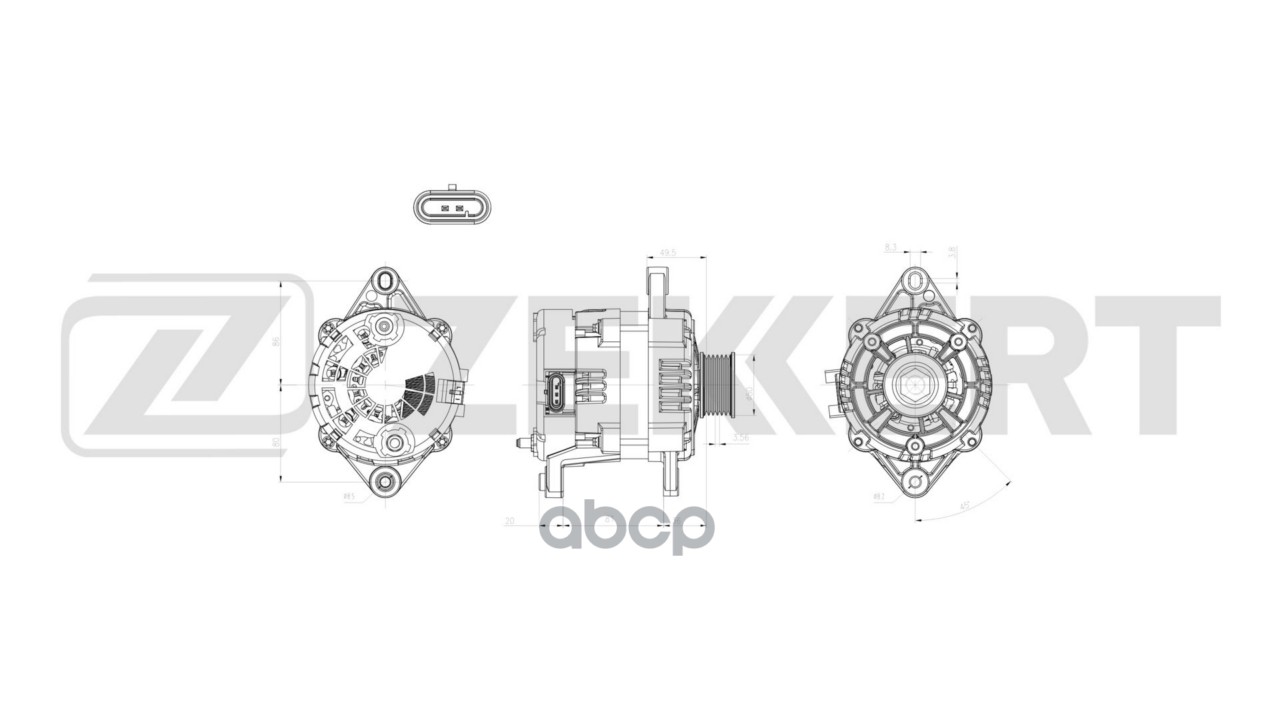Генератор Chevrolet Lacetti (J200) 02-  Aveo (T200  T250  T255) 03-  Daewoo Nubira (J100  J200) 97- Zekkert арт. ge-1041