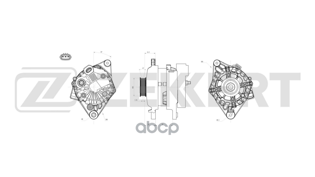 Генератор Hyundai Tucson 04-  Elantra IV 06-  Accent I  II 94-  i30 07-  Kia Ceed 07- Zekkert арт. ge-1047