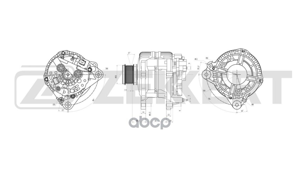 Генератор VW Polo III IV 00-  Golf IV 97-  Ford Galaxy 99-  Audi A4 95-  A3 98-  TT 98- Zekkert арт. ge-1054